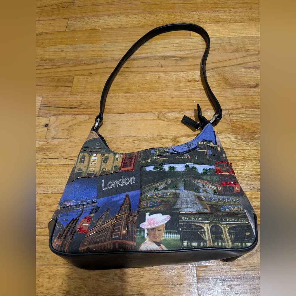 London Themed Women's Sequin beaded Shoulder Bag